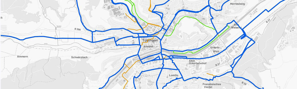 Radnetz Tübingen im Stadtplan