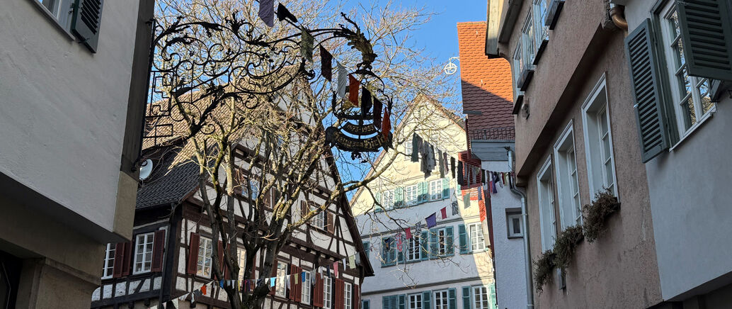 Fasnetsdekoration in der Tübinger Altstadt